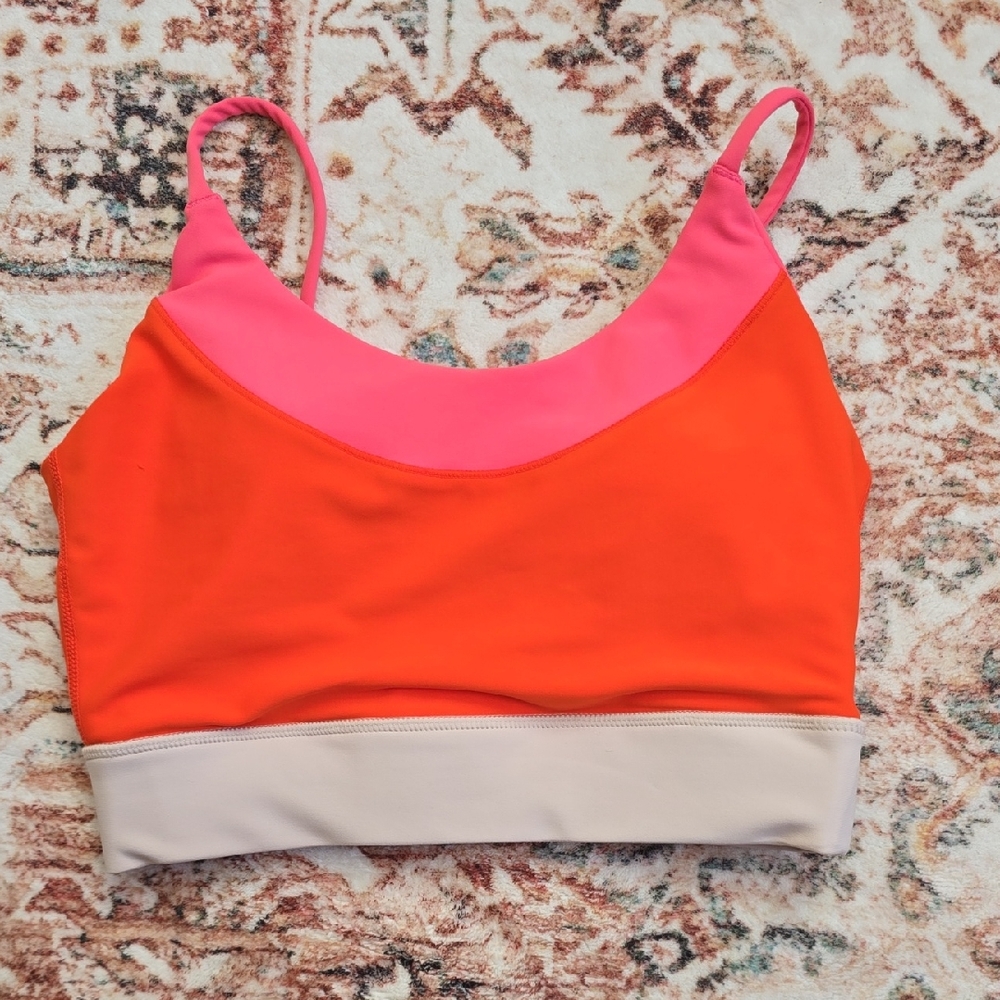 Sage Collective Vibrant Pink and Orange Sports Bra  Size Small